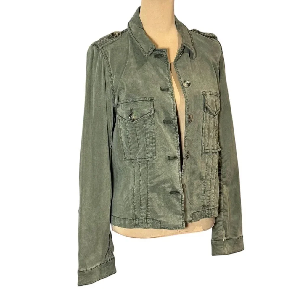 NWT PAIGE Pacey Jacket Sz.L Vintage Ivy Green  Buttons Preppy Minimalist $249 - Picture 6 of 16